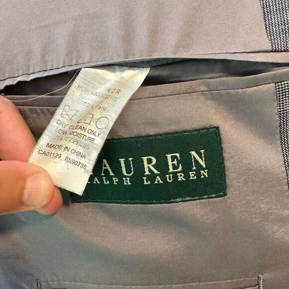 Lauren Ralph Lauren 100% Wool Gray Blazer Men’s 42R Houndstooth Preppy Plaid - Picture 6 of 9